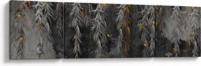 Obraz - Gałązki wierzby na czarnym tle (170x50 cm)