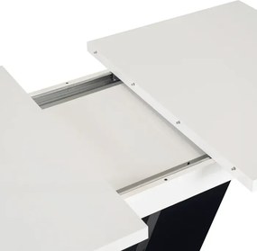 Stół Prostokątny Rozkładany CLARK 120-160 cm Czarny/Biały Połysk Glamour
