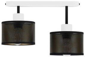 Lampa sufitowa biała dwupunktowa z czarnymi abażurami B-3306WE-SC E27