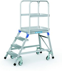 Mobilna aluminiowa drabina platformowa ze schodkami - 4 stopnie, 0,96 m