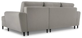 Jasnoszary rozkładany narożnik ze schowkiem z materiału bouclé (prawostronny/z szezlongiem) Kyoto – Cosmopolitan Design