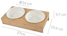 Ceramiczne miski dla psa, Ø 16 cm, na bambusowym stojaku