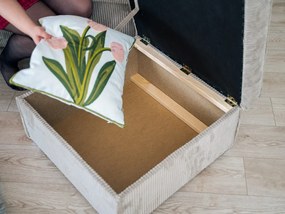 Beżowy taboret SMART COSARO z miejscem do przechowywania 65x65 cm