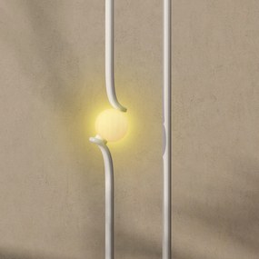 HOMCOM Lampa LED na podłogę, Design nut muzycznych, Klosz szklany, Metal, Plastik, Biała