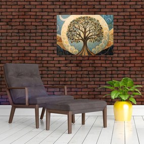 Obraz na szkle – Drzewo życia i spirale (70x50 cm)