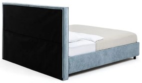 Niebieskie tapicerowane łóżko dwuosobowe ze schowkiem i stelażem 160x200 cm Myra Bold – Bonami Selection