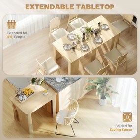 HOMCOM Stół jadalny, składany stół, rozkładany stół kuchenny, stół do jadalni, płyta wiórowa, 60-180 x 85 x 75 cm, naturalny