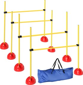 PawHut 4-częściowy zestaw Agility dla psów z 4 przeszkodami i torbą do przenoszenia na trening skoków, Żółty