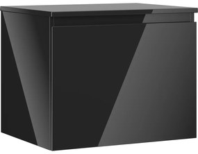 Mexen Orio szafka łazienkowa podumywalkowa 60 cm z blatem, 1 szuflada, czarna połysk - 91A10-06047-1-BFC70