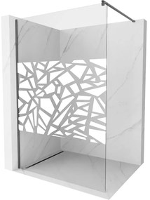 Mexen Kioto ścianka prysznicowa Walk-in 130 x 200 cm, biały wzór 8 mm, gun gray szczotkowany - 800-130-101-66-85