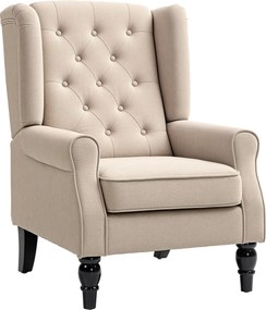 HOMCOM Elegancki fotel uszak, grubo wyściełany, z zdejmowanym pokrowcem, 74 x 87 x 102 cm, beżowy | Aosom PL