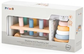 Viga polarb zestaw drewniana piramidka + przebijanka z młoteczkiem miś polarny montessori