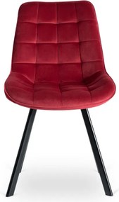 Krzesło Tapicerowane do Salonu RICK Bordowe Welurowe Nowoczesne Loft