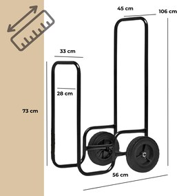 Wózek na drewno opałowe AUREL, 56x45x105cm, czarna Gardebruk