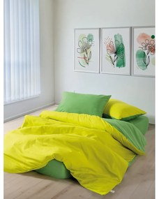 Żółta/zielona pościel dwuosobowa z bawełny renforcé z prześcieradłem/4-częściowa 200x220 cm Sage – Mijolnir