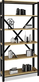 Loftowy regał na książki czarny + dąb artisan K6-K35