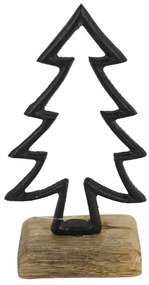 Dekoracja świąteczna CHRISTMAS TREE z drewna mango 17cm, czarna