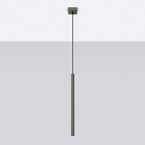 Lampa wisząca nowoczesny Brill, stal - 1 źródło światła 4000K - L.8 x H.114 cm - zielony oliwkowy