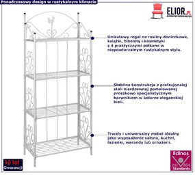 Biały stalowy stojak na kwiaty - Cassia