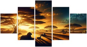 Obraz - Odpoczywające lwy (125x70 cm)