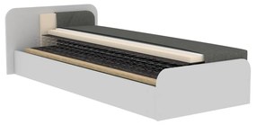 Tapicerowane/z płyty wiórowej łóżko jednoosobowe ze schowkiem z materacem 80x190 cm w kolorze ochry/ciemnoszare Parys – ELTAP