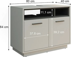Szafka pod umywalkę szary 80x40x64 beatrice