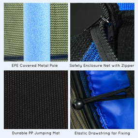 HOMCOM Dziecięca Trampolina Ø163 cm z Siatką Bezpieczeństwa, Do Użytku Wewnątrz i Na Zewnątrz, Obciążenie do 50 kg, Stal, Tworzywo, Niebieska