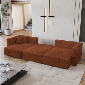 Masseno Narożnik SARMO z funkcją spania i pojemnikiem na pościel Narozniki U, Rozkładana sofa - Brązowy, TILIA 52