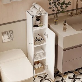 Szafka łazienkowa słupek wąski biały drzwi wysoki półki nowoczesna 101 cm