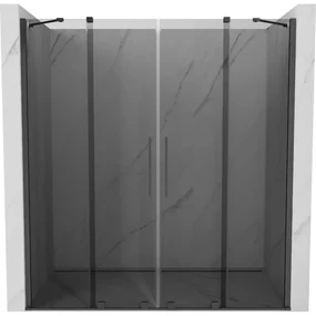 Mexen Velar Duo drzwi prysznicowe rozsuwane 180 cm, grafit, gun gray szczotkowany - 871-180-000-42-66