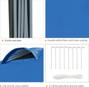 Outsunny Pawilon ogrodowy, składany pawilon, namiot festynowy, namiot ogrodowy w zestawie z kołkami i linami, tkanina Oxford, 2,95 x 2,95 x 2,64 m, Niebieski