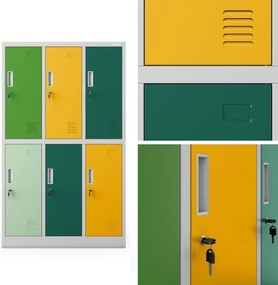 Kolorowa szatnia szkolna 6-skrytkowa Igorek 90x45x150 cm