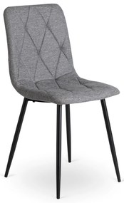 Zestaw Stół Okrągły Rozkładany HARRY 102-142 cm Dąb Artisan/Czarny i 6 Krzeseł Tapicerowanych ROBIN 2 Szarych Nowoczesnych
