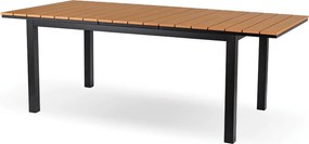Rozkładany stół ogrodowy, kompozytowy Castello 140-180 cm, blat dąb, podstawa czarna