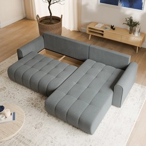 Masseno Narożnik FRIGA z funkcją spania i pojemnikiem na pościel Narozniki L, Rozkładana sofa - Szary, ARAGON 93