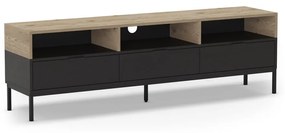 Czarna szafka pod TV w dekorze dębu 180x55 cm Marion – Marckeric