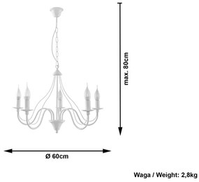 Biały żyrandol Nice Lamps Floriano 5