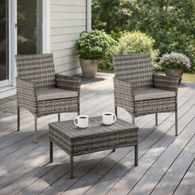 Krzesła ogrodowe Selto zestaw 2 szt. technorattan, szare, z poduszkami