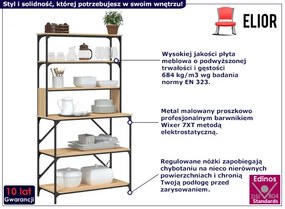 6-poziomowy regał z metalowym stelażem dąb sonoma - Hugero