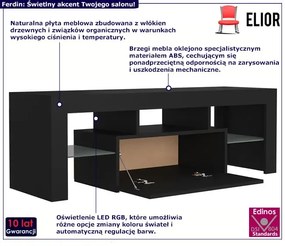 Czarna nowoczesna szafka RTV z LED - Artbo