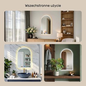 Nieregularne lustro podświetlane LED – 60x90/70x100 cm w srebrnej aluminiowej ramie