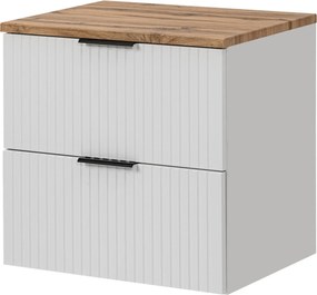 Zestaw Szafka umywalkowa biała ASTROS 60 x 46 cm White z dębowym blatem OAK