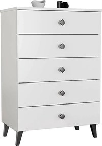 Komoda AKORD MOBI Biała 60 cm 5 szuflad kolor Biały mat 60x37x89 cm