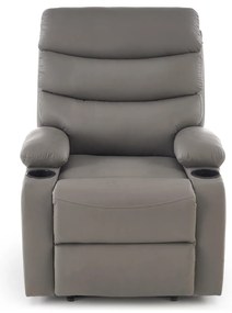 Fotel do salonu wypoczynkowy popielaty, rozkładany eco skóra PERUS