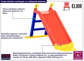 Długa zjeżdżalnia dla dzieci z drabinką - Soni