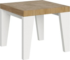 Stół rozkładany 90x90/246 cm Blat Naxy Mix Natural Dąb - Nogi Jesion Biały