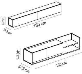 Biały zestaw pod TV w dekorze egzotycznego drewna 180x40 cm Kale – Kalune Design