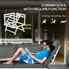 Outsunny Zestaw mebli ogrodowych Loungemöbel-Set 4-częściowy, 115 cm x 61 cm x 65 cm, Szary + Biały