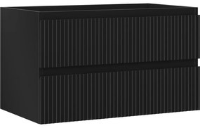 Mexen Rivel szafka łazienkowa podumywalkowa 80 cm, 2 szuflady, ryflowana , czarna mat - 91A20-08047-2-BFF71