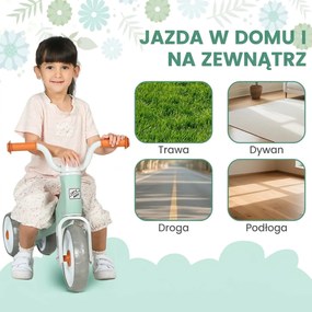 AIYAPLAY Rowerek biegowy dla maluchów, 3 ciche koła, 12–36 mies., do domu i na dwór, zielony
